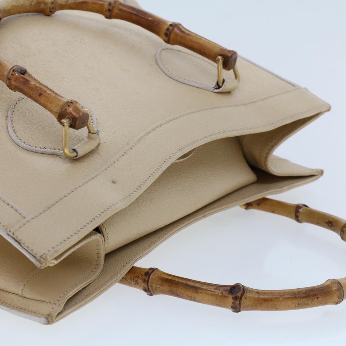 Gucci Bamboo Hand Bag Leather Beige  45863