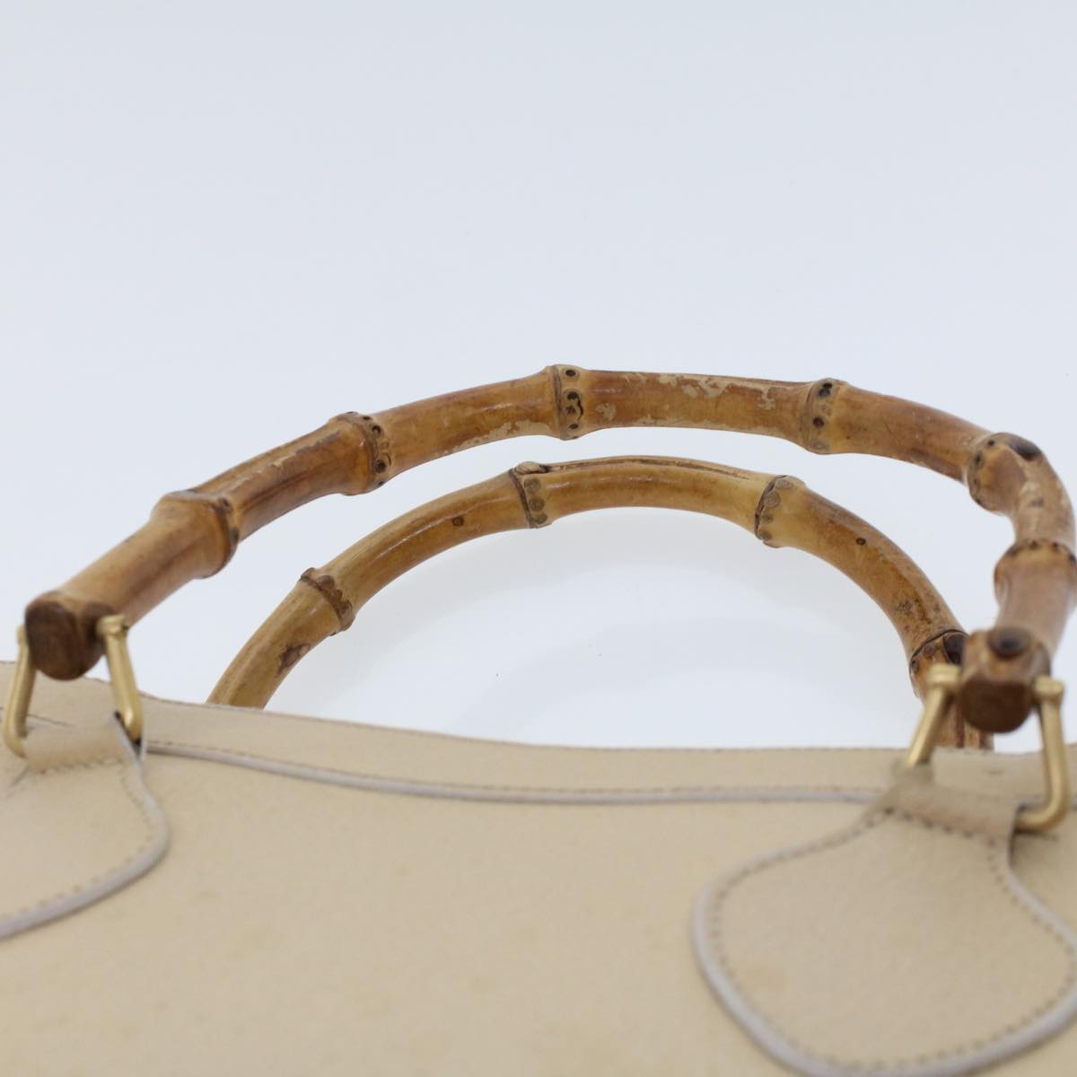 Gucci Bamboo Hand Bag Leather Beige  45863