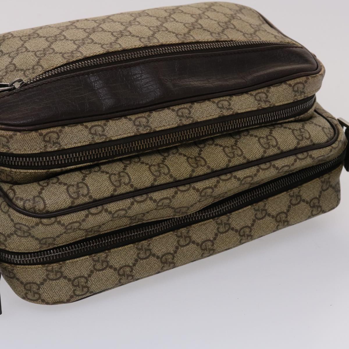 GUCCI GG Canvas Shoulder Bag PVC Leather Beige 114531  45947