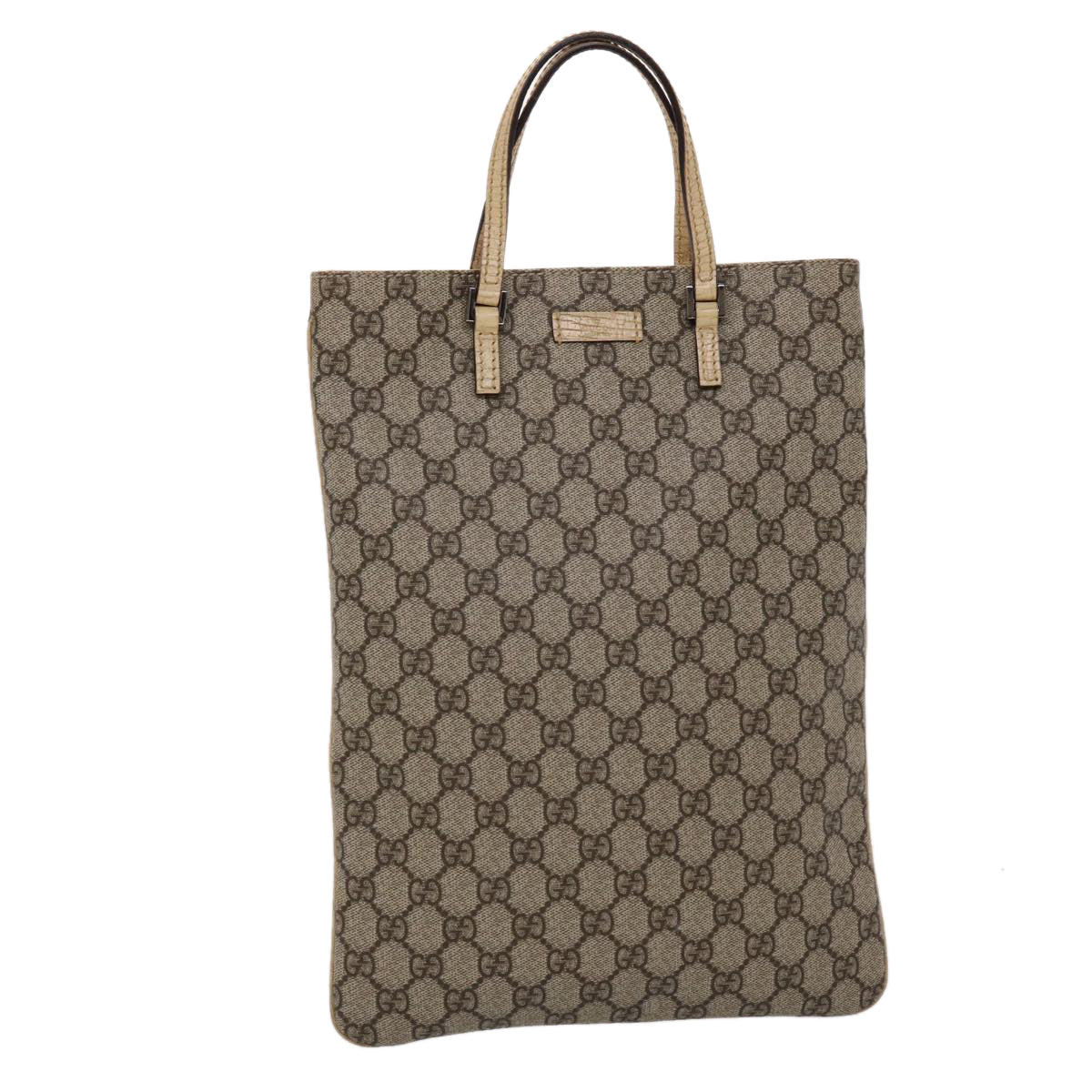 Gucci GG Canvas Hand Bag PVC Leather Beige 117551  45968