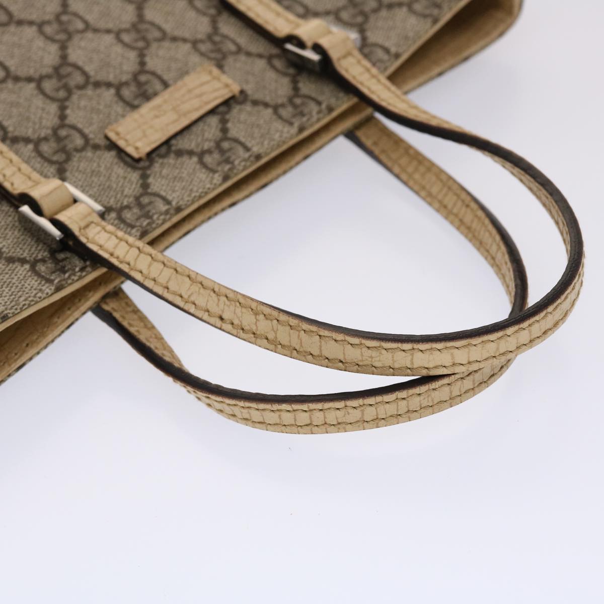 Gucci GG Canvas Hand Bag PVC Leather Beige 117551  45968
