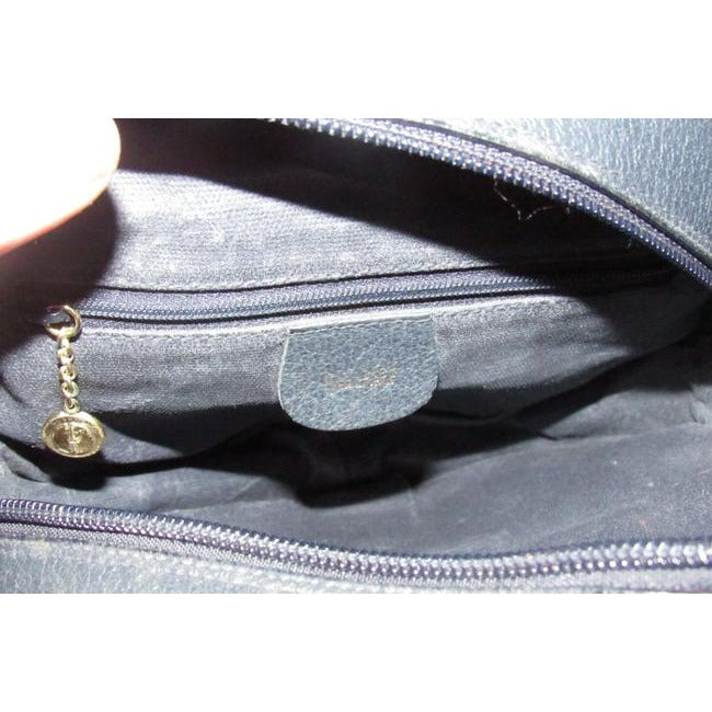 Gucci Vintage Canteen Style Pursesdesigner Purses Dark Navy Blue Diagonal Square G Logo Print Canvas