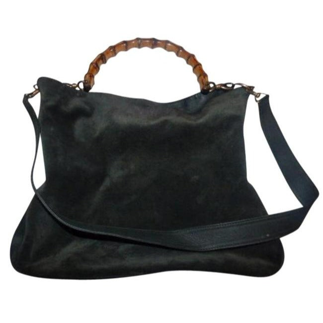 Gucci Green Suede & Leather Sarah Flip Top Two- Way Purse