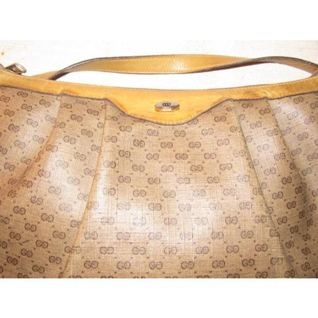 Gucci Sukey Vintage Brown Small G Logo Print Coated Canvas And Camel Leather