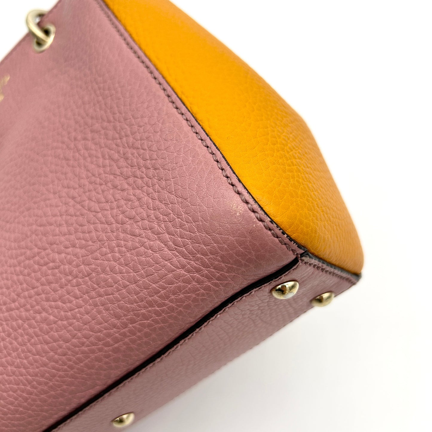 Gucci Calfskin Mini Bamboo Shopper Tote Fuchsia Orange LA8883