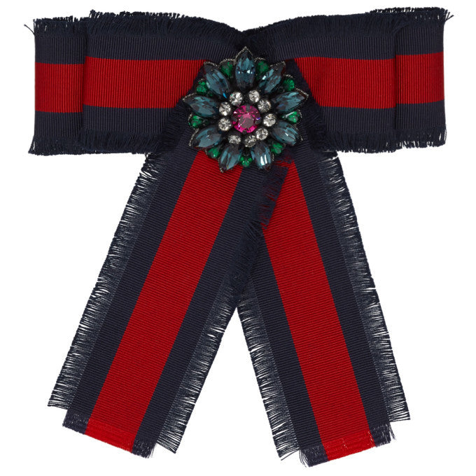 Gucci Bow Brooch in Red and Blue