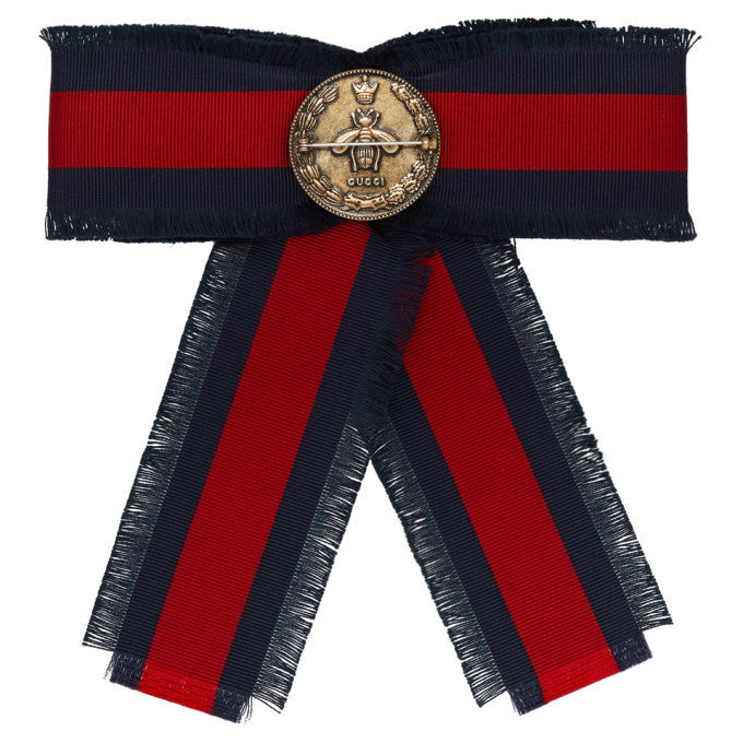Gucci Bow Brooch in Red and Blue