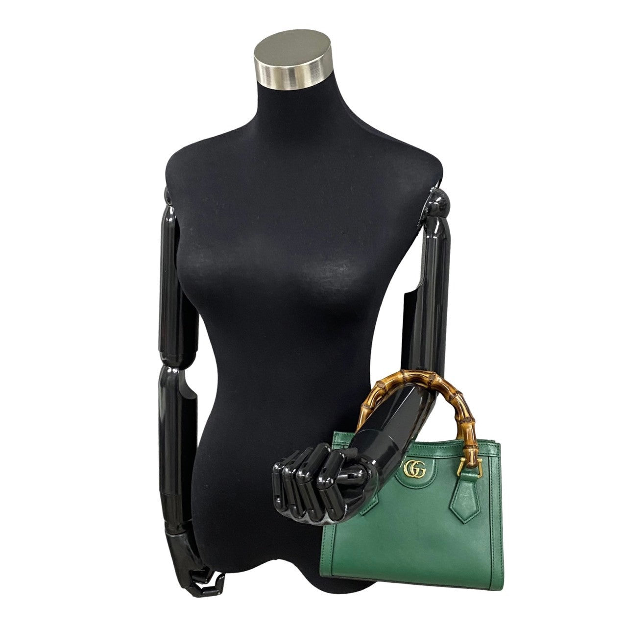 GUCCI Shoulder Bag leather green Bamboo Diana Mini Tote