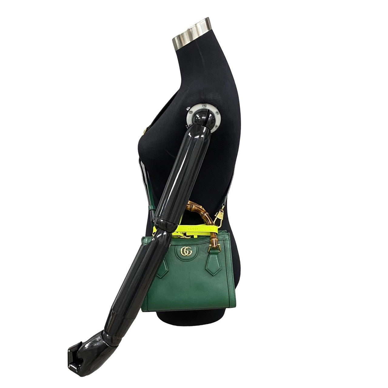 GUCCI Shoulder Bag leather green Bamboo Diana Mini Tote