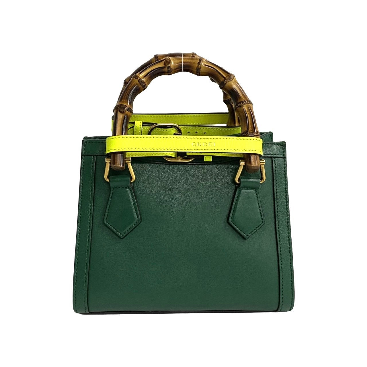 GUCCI Shoulder Bag leather green Bamboo Diana Mini Tote