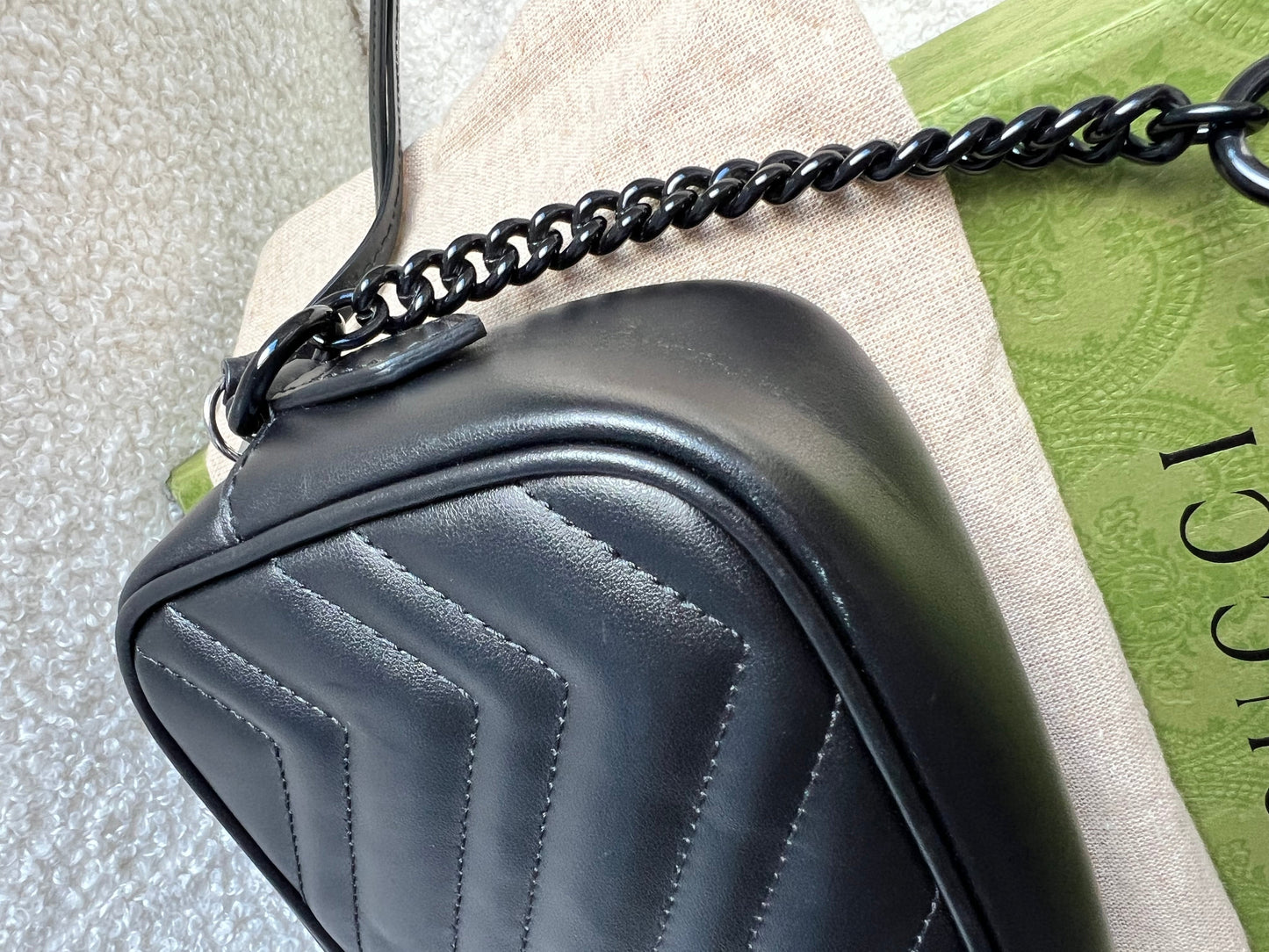 Gucci GG Black on Black Marmont Mini Shoulder Bag (RRP £1,160)