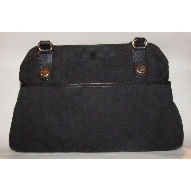 Gucci Vintage Pursesdesigner Purses Black Leather And Gg Leather Satchel