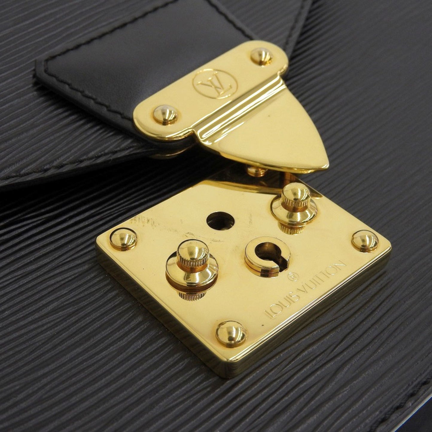 Louis Vuitton Black Leather Monceau handbag bag