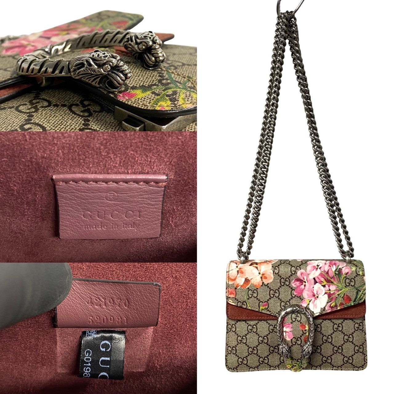 GUCCI Shoulder Bag leather Brown Dionysus