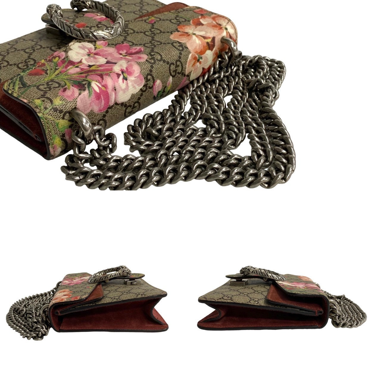 GUCCI Shoulder Bag leather Brown Dionysus