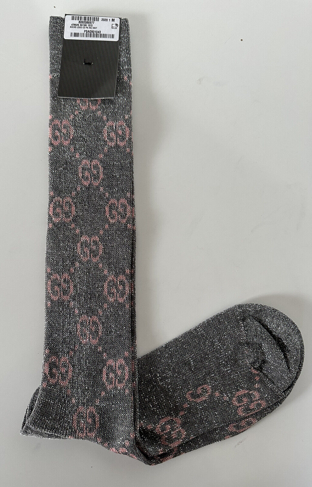 Gucci GG Socks in Silver with Pink Lamé GG