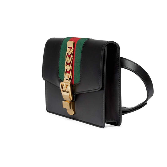 Gucci Sylvie Leather Belt Bag in Black