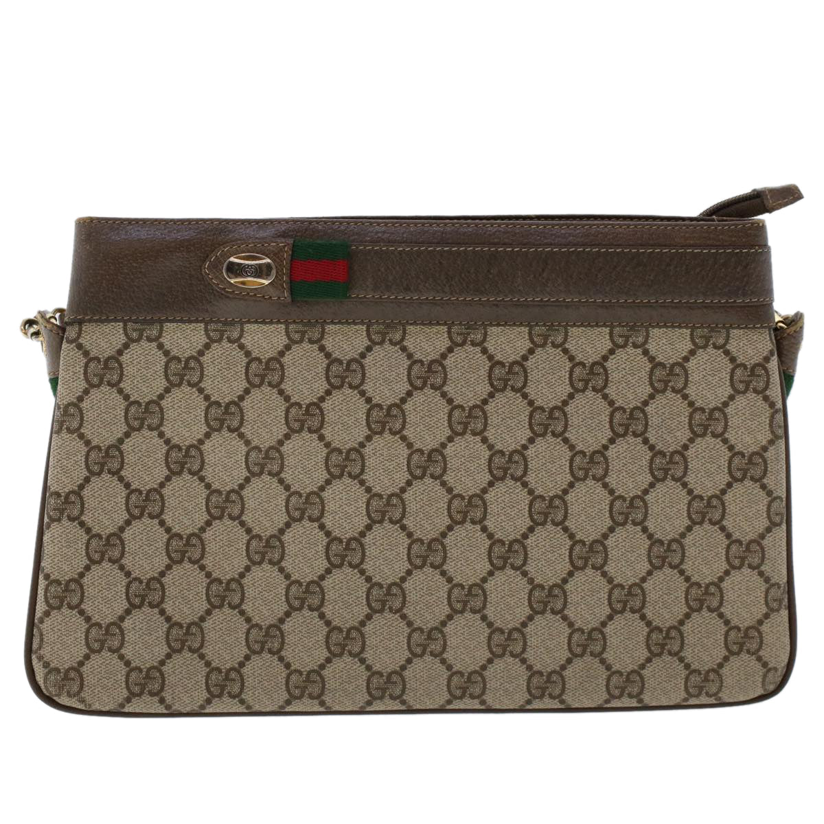 GUCCI GG Canvas Web Sherry Line Shoulder Bag Beige Red 904.02.035..  48148