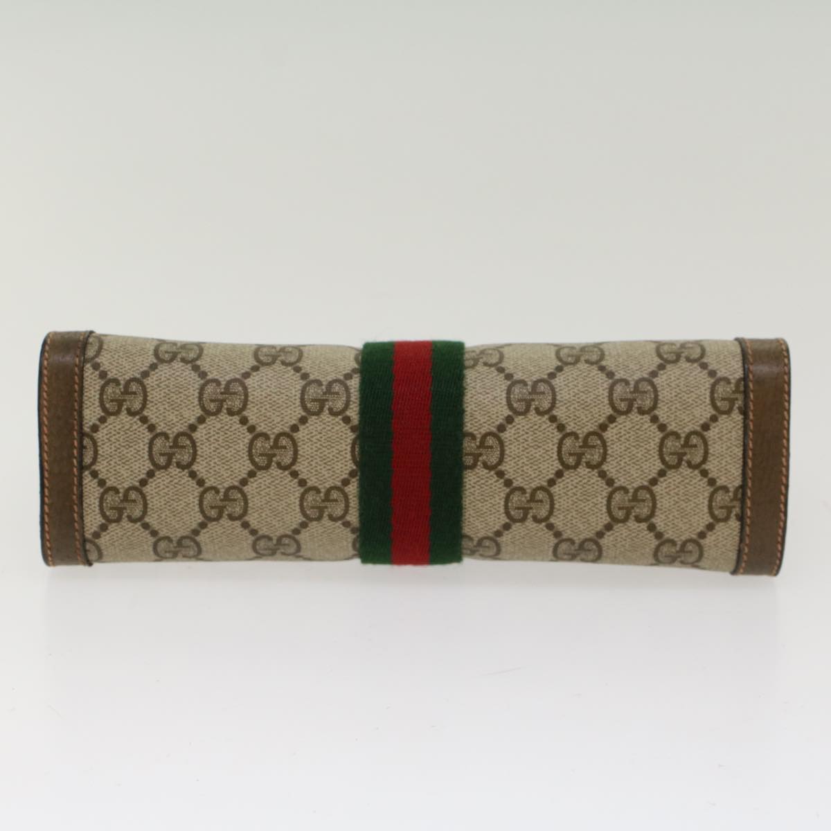 GUCCI GG Canvas Web Sherry Line Clutch Bag Beige Red Green 89.01.001  48199