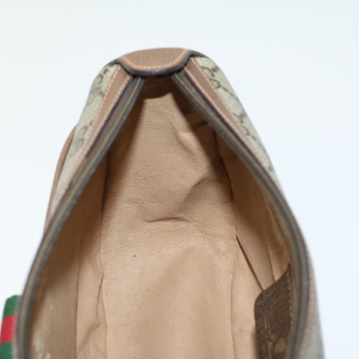 GUCCI GG Canvas Web Sherry Line Shoulder Bag Beige Green 39.02.032  48249