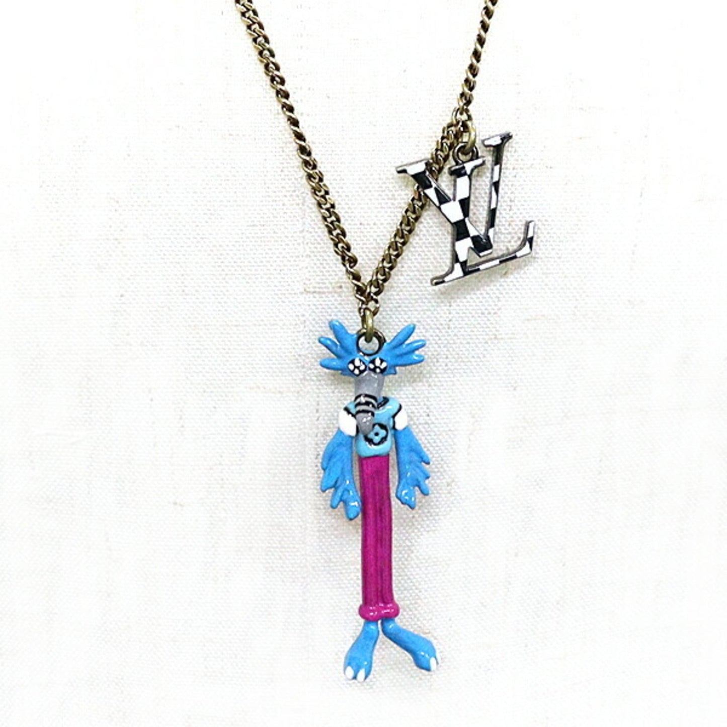 Louis Vuitton blue   Enamel  Plating Metal Pendant Necklace