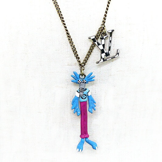 Louis Vuitton blue   Enamel  Plating Metal Pendant Necklace