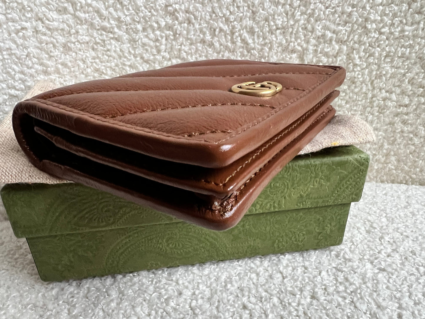 Gucci GG Brown Marmont Matelassé Card Case Wallet (RRP £380)