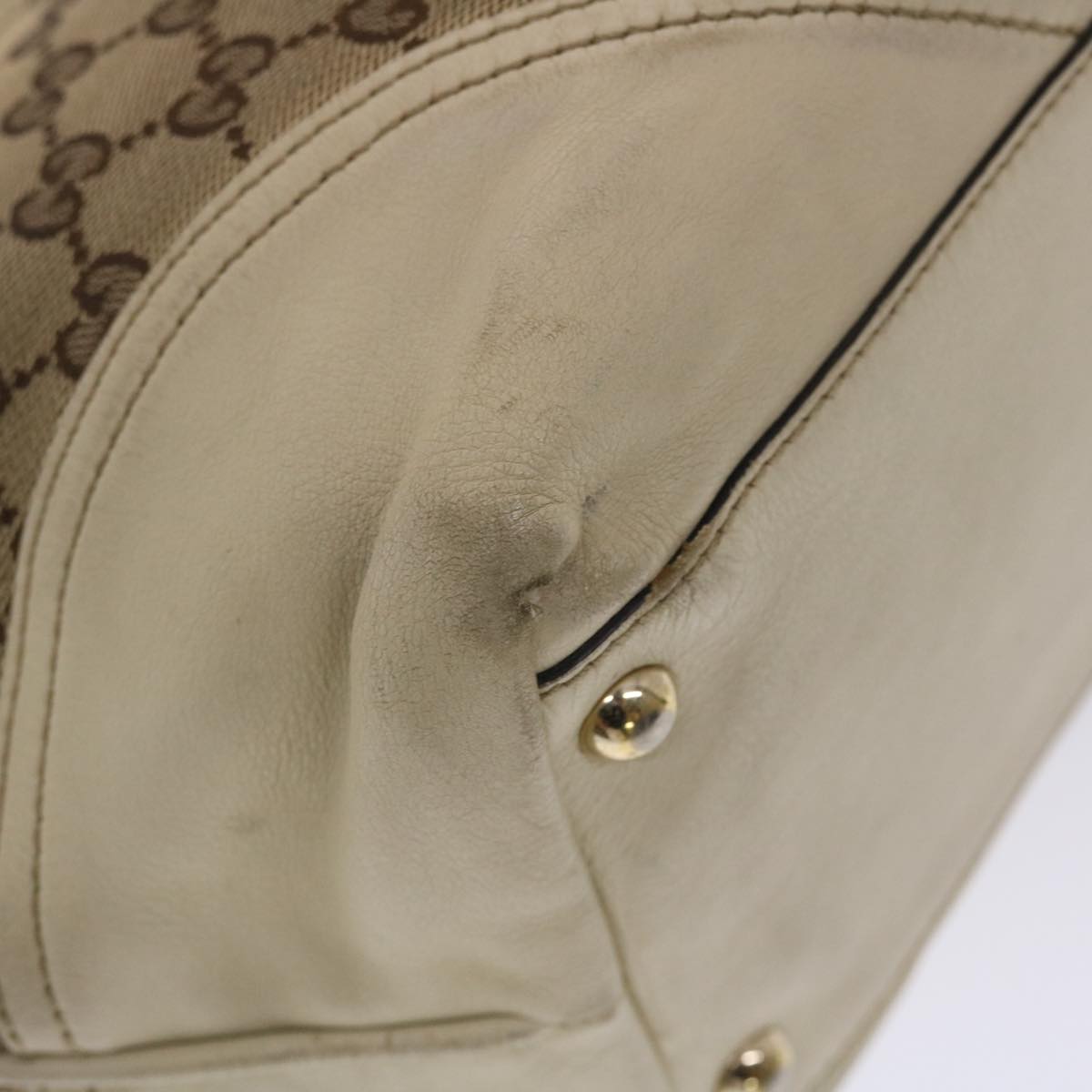 GUCCI GG Canvas Tote Bag Beige White  49053