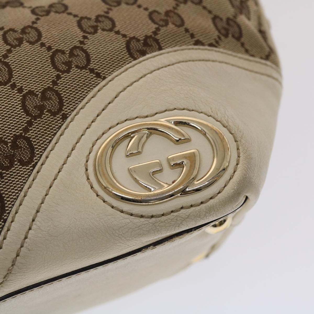 GUCCI GG Canvas Tote Bag Beige White  49053