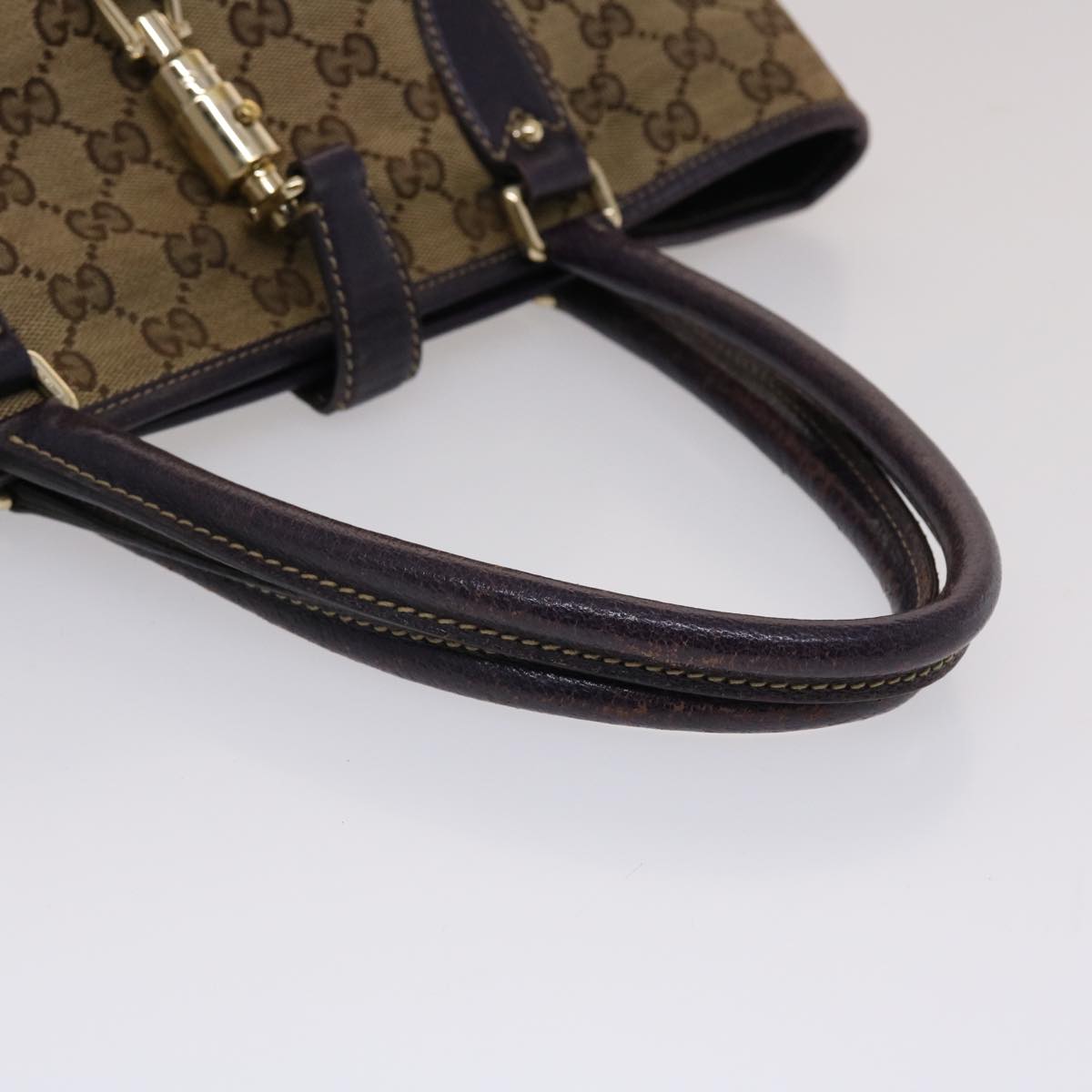 GUCCI GG Canvas Jackie Tote Bag Beige Purple  49056