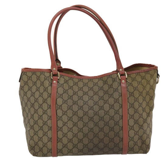 GUCCI GG Canvas Tote Bag PVC Leather Beige Pink  49060