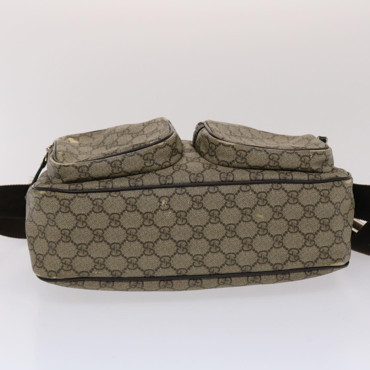 GUCCI GG Canvas Shoulder Bag PVC Leather Beige Dark Brown  49064