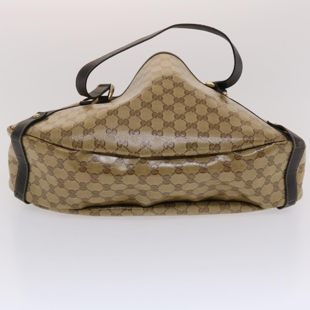 Gucci GG Canvas Hand Bag Coated Canvas Beige Dark Brown  49071