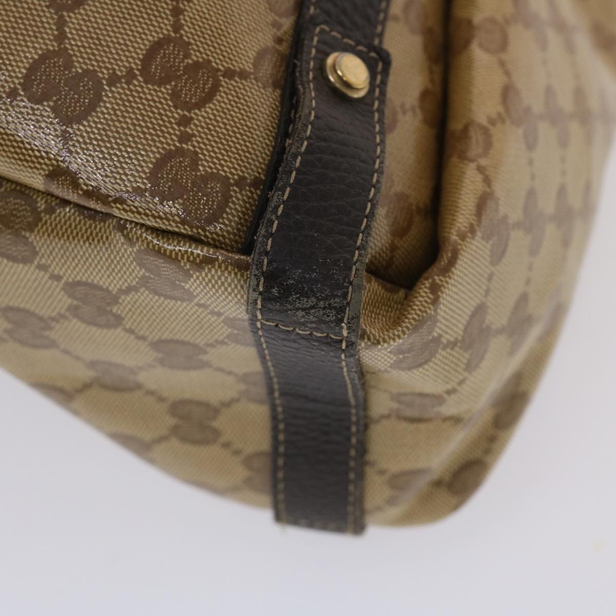 Gucci GG Canvas Hand Bag Coated Canvas Beige Dark Brown  49071
