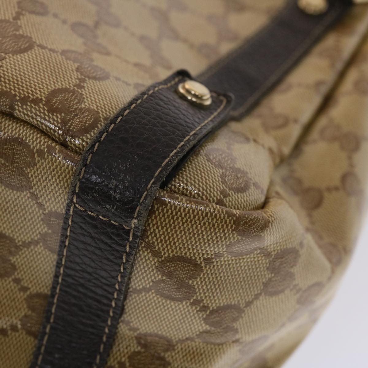 Gucci GG Canvas Hand Bag Coated Canvas Beige Dark Brown  49071