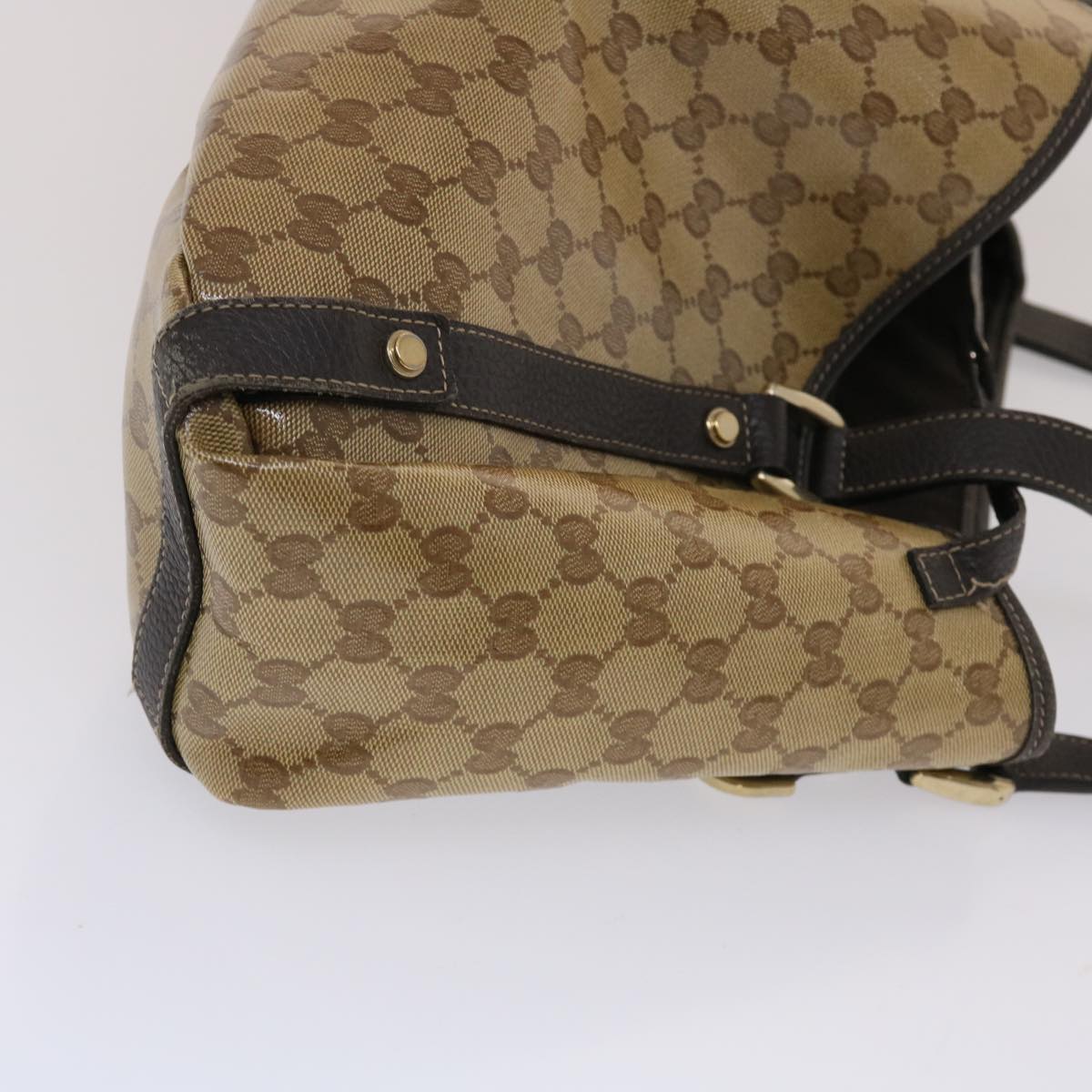 Gucci GG Canvas Hand Bag Coated Canvas Beige Dark Brown  49071