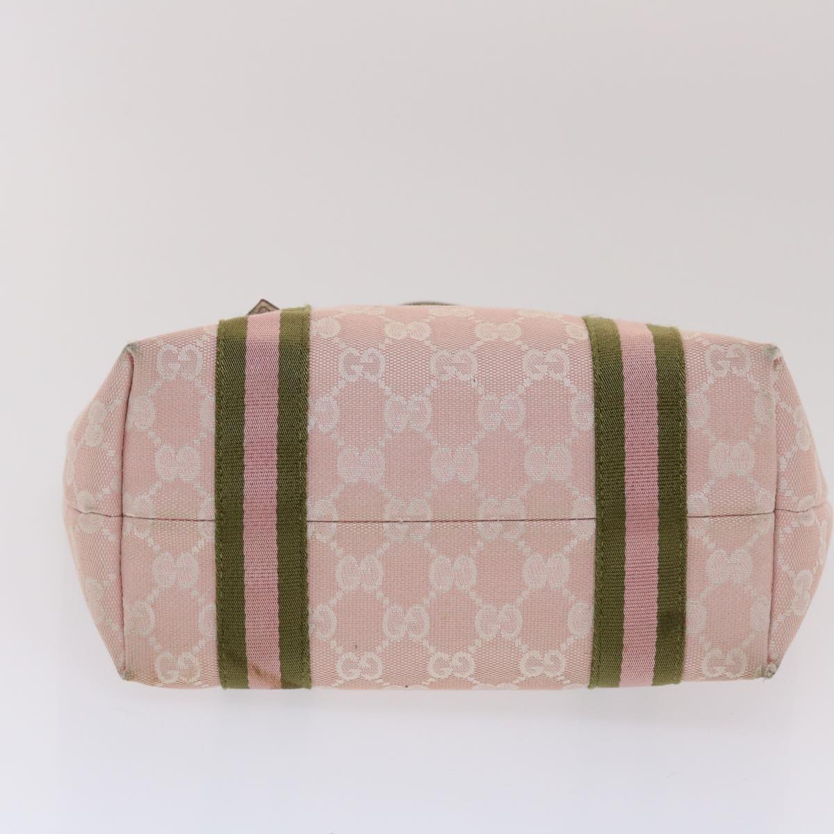 Gucci GG Canvas Sherry Line Hand Bag Pink White Green  49075