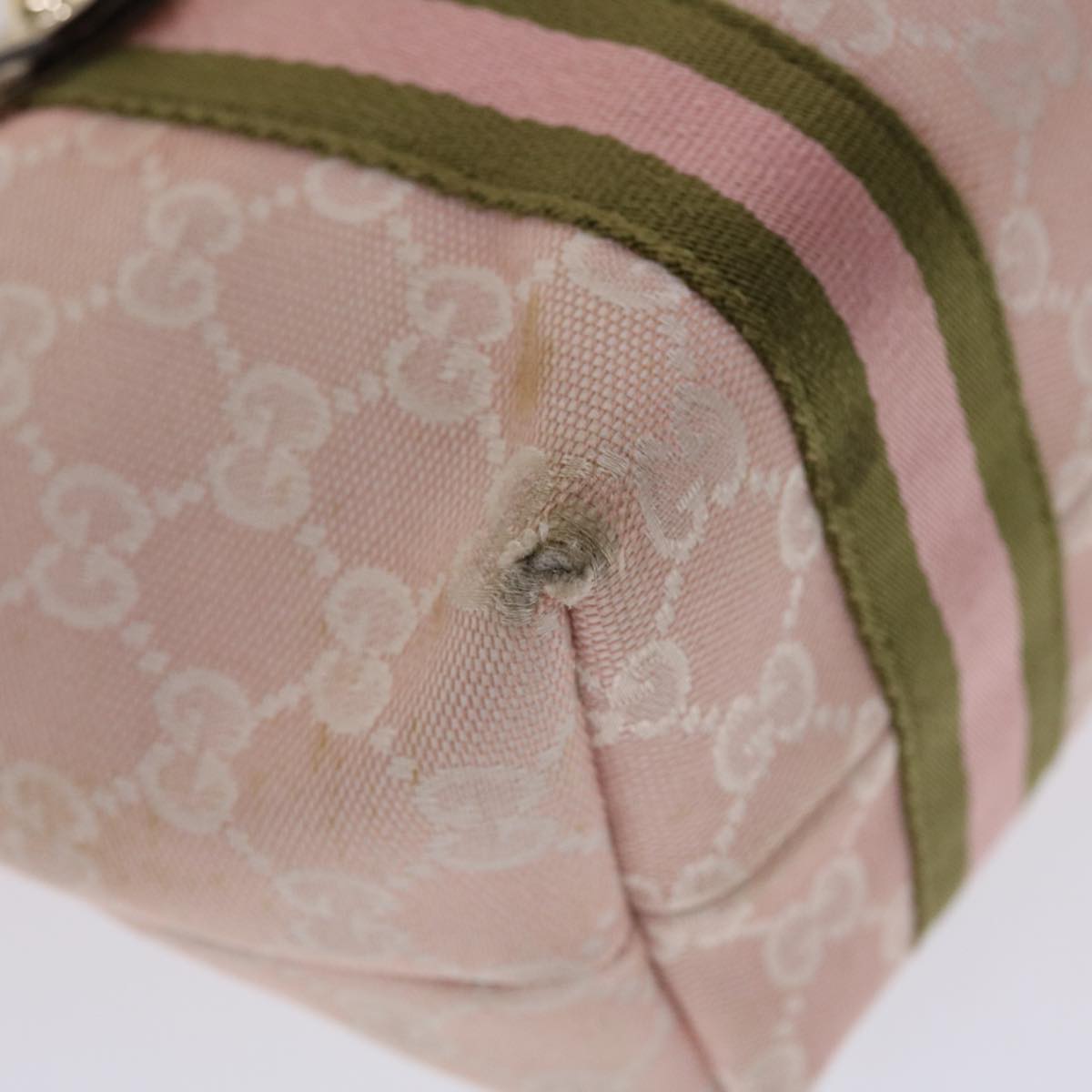 Gucci GG Canvas Sherry Line Hand Bag Pink White Green  49075
