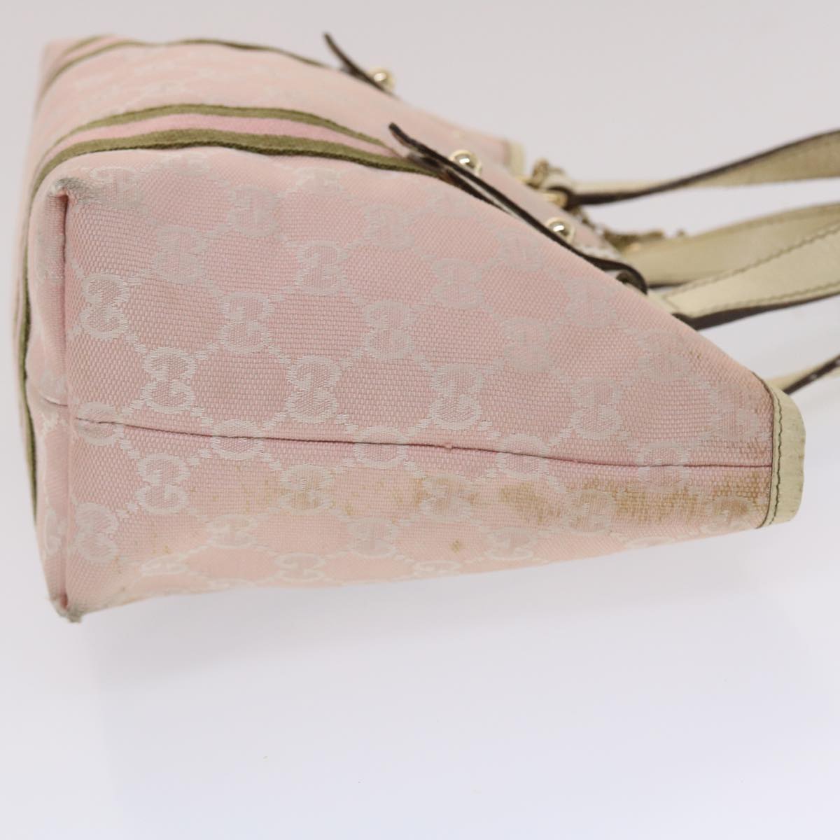 Gucci GG Canvas Sherry Line Hand Bag Pink White Green  49075