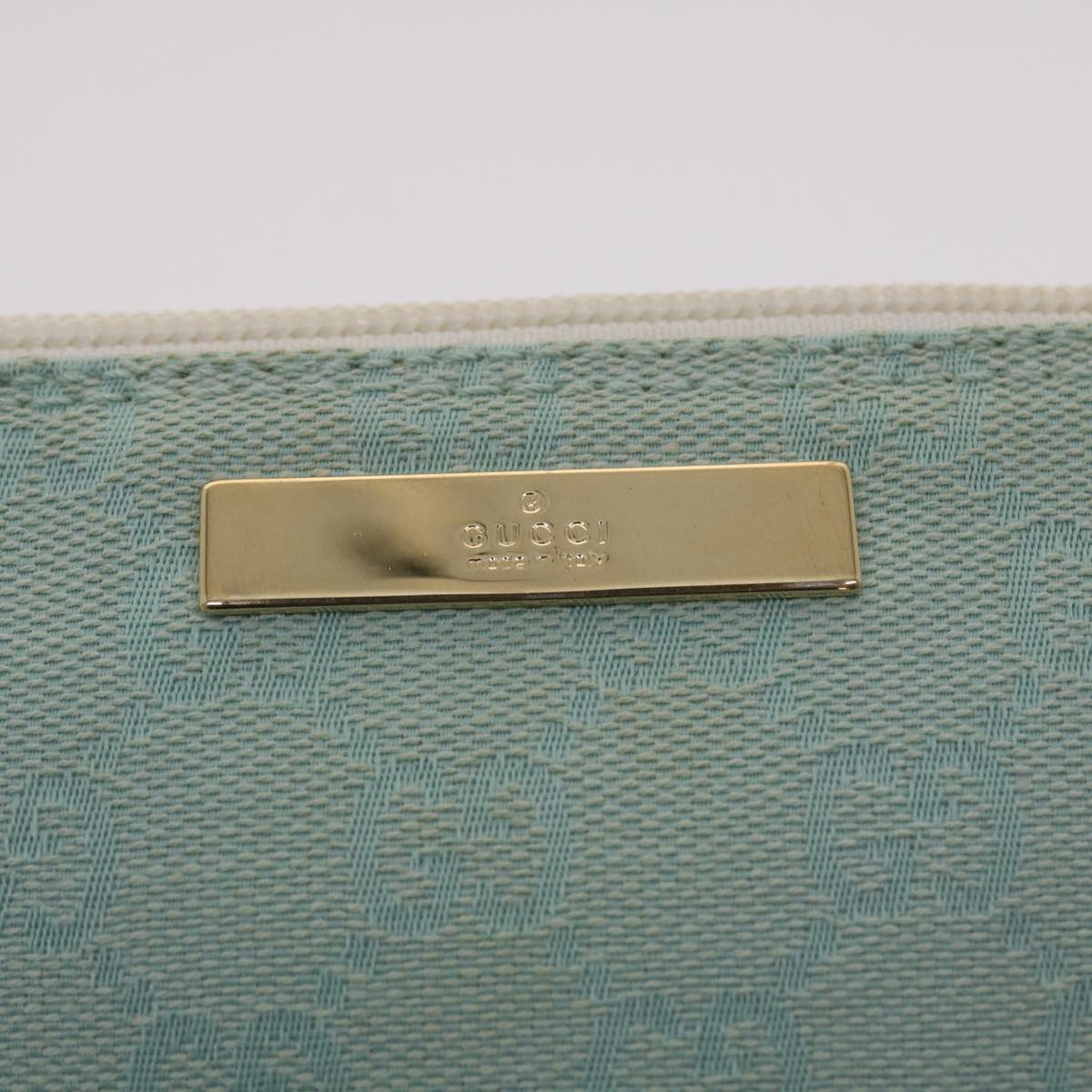 GUCCI GG Canvas Accessory Pouch Light Blue White  49080
