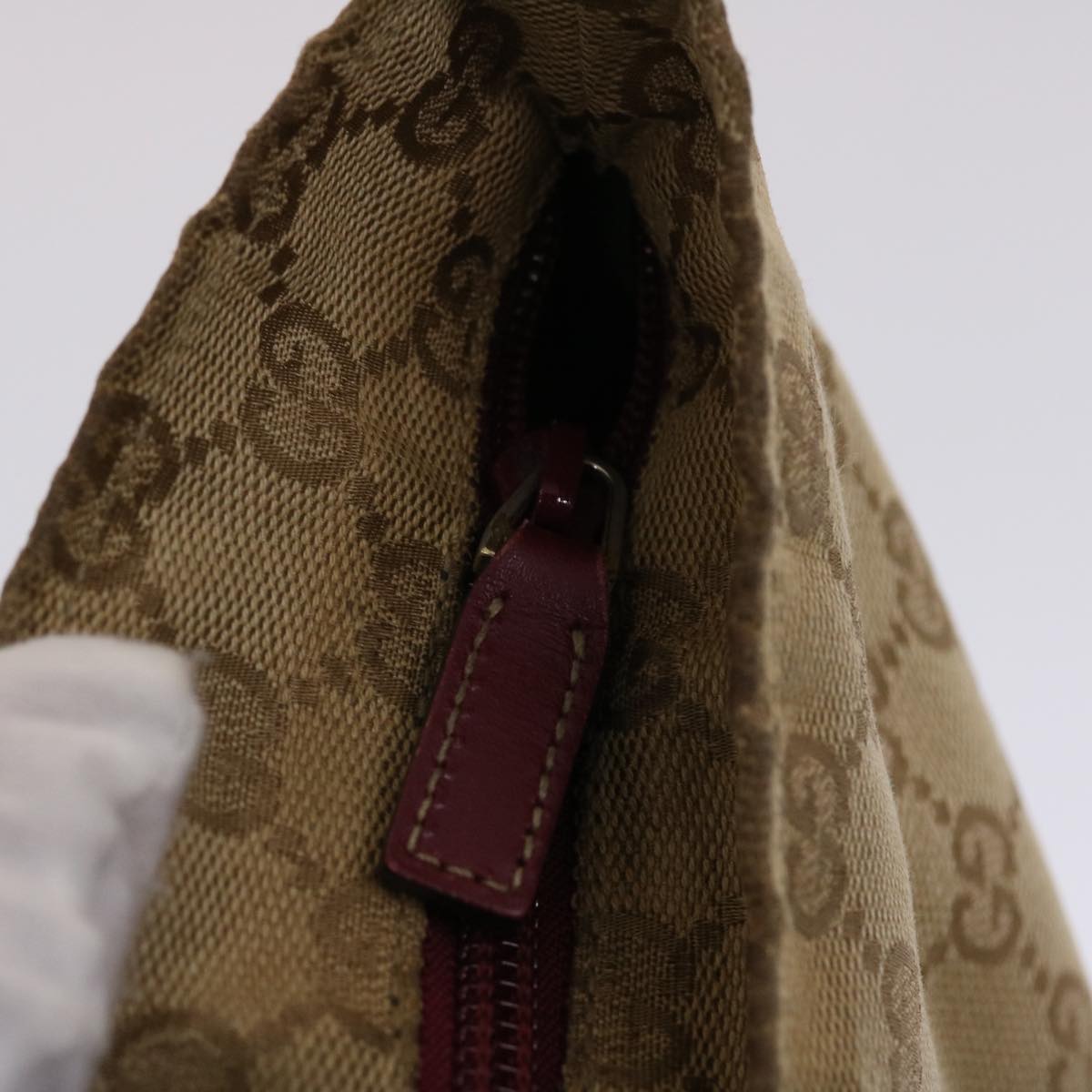 Gucci GG Canvas Sherry Line Hand Bag Canvas Beige Red White 131228  49286
