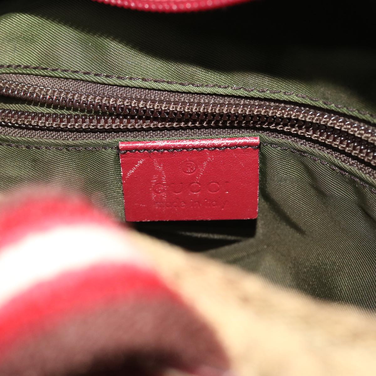 Gucci GG Canvas Sherry Line Hand Bag Canvas Beige Red White 131228  49286
