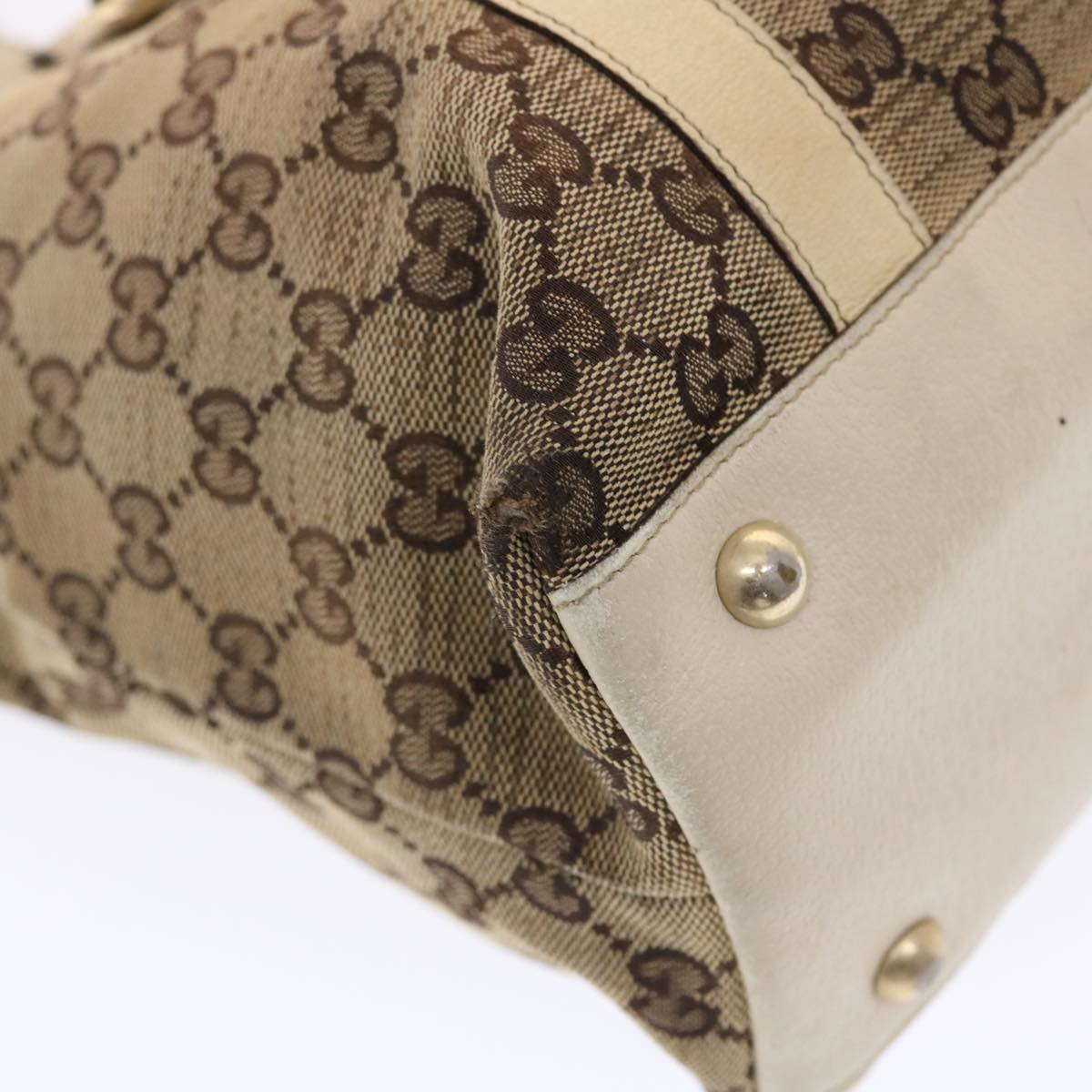 GUCCI GG Canvas Shoulder Bag Leather Beige 141470  49445