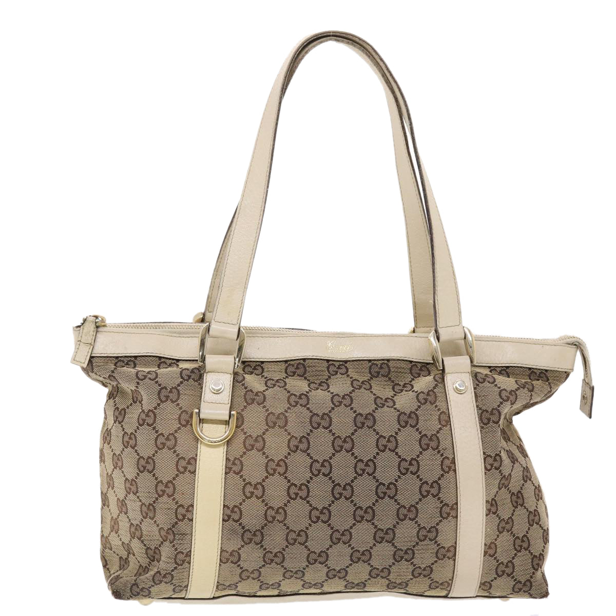 GUCCI GG Canvas Shoulder Bag Leather Beige 141470  49445