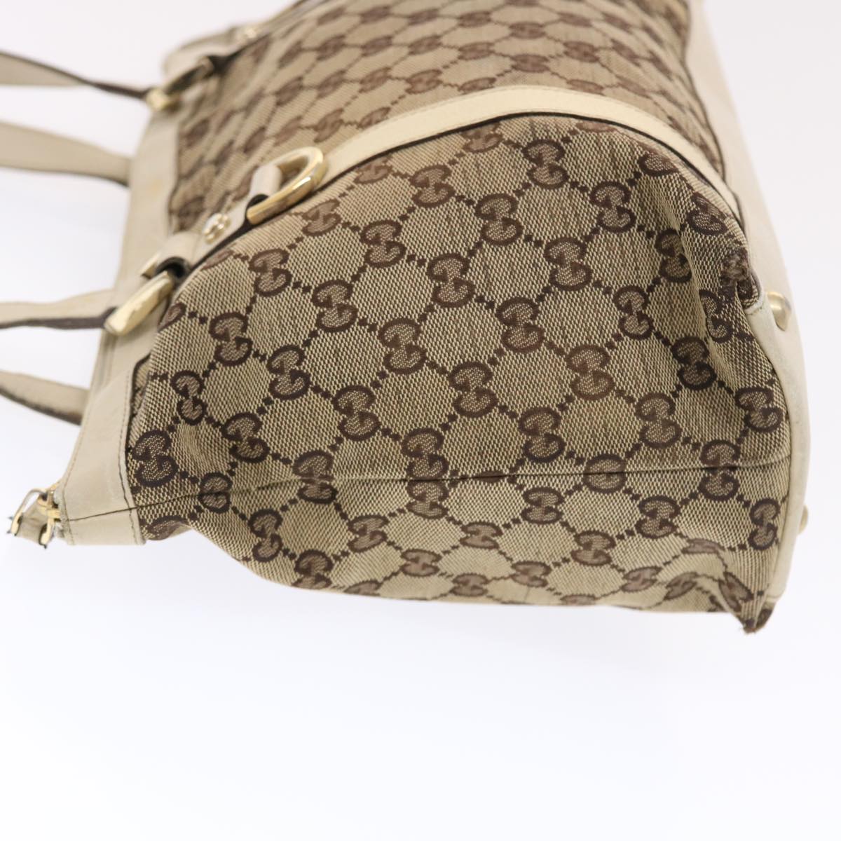 GUCCI GG Canvas Shoulder Bag Leather Beige 141470  49445