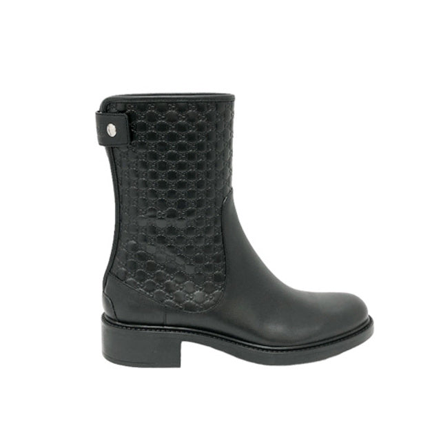 Gucci Black Leather Microguccissima Ankle Boots