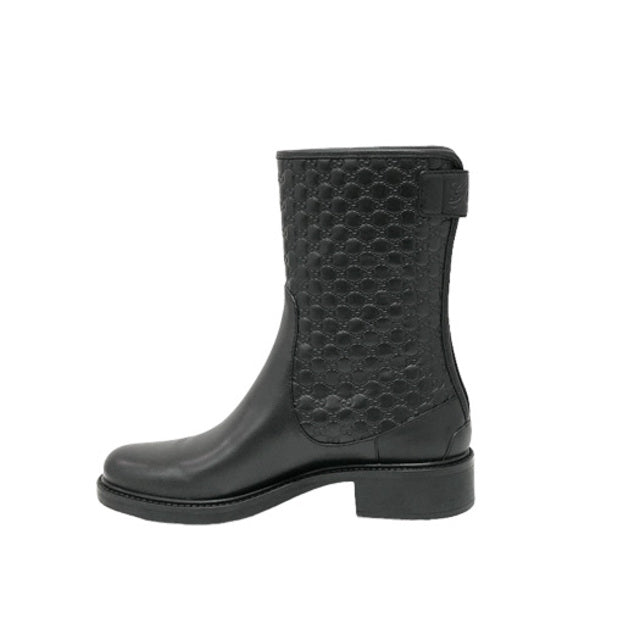 Gucci Black Leather Microguccissima Ankle Boots