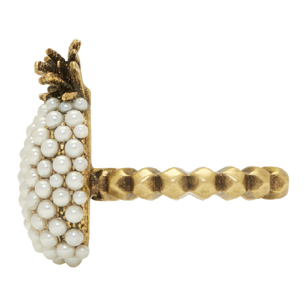 Gucci Pearl Pineapple Ring in Gold