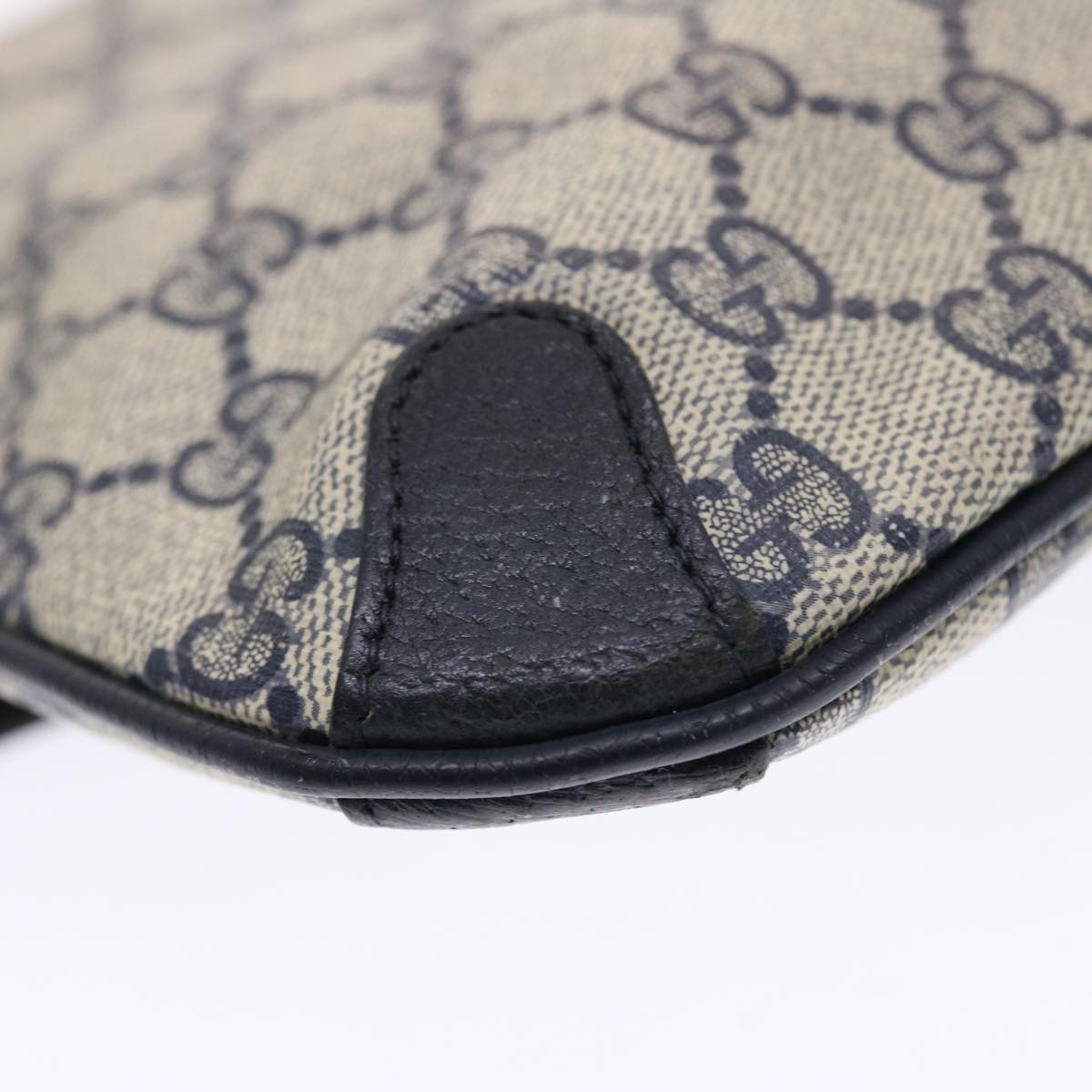 GUCCI GG Canvas Clutch Bag PVC Leather Gray Navy 89 02 075  49798