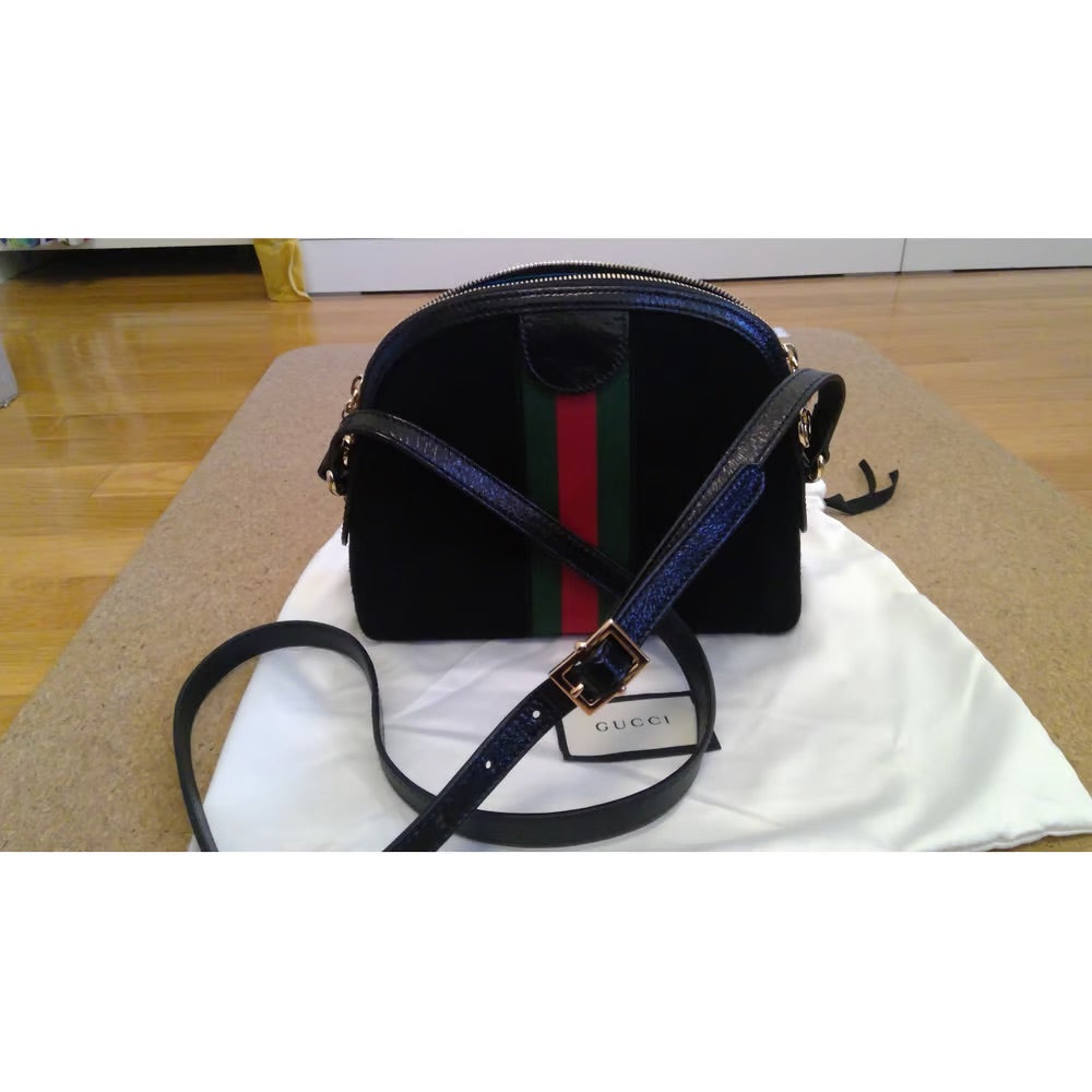 Gucci Ophidia GG Small Suede Shoulder Bag in Black